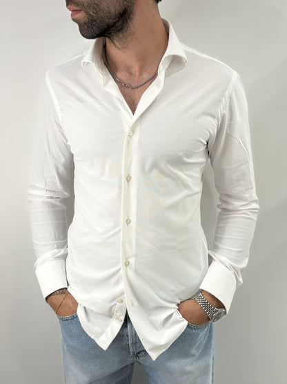 Camicia in tessuto performance no stiro bianco