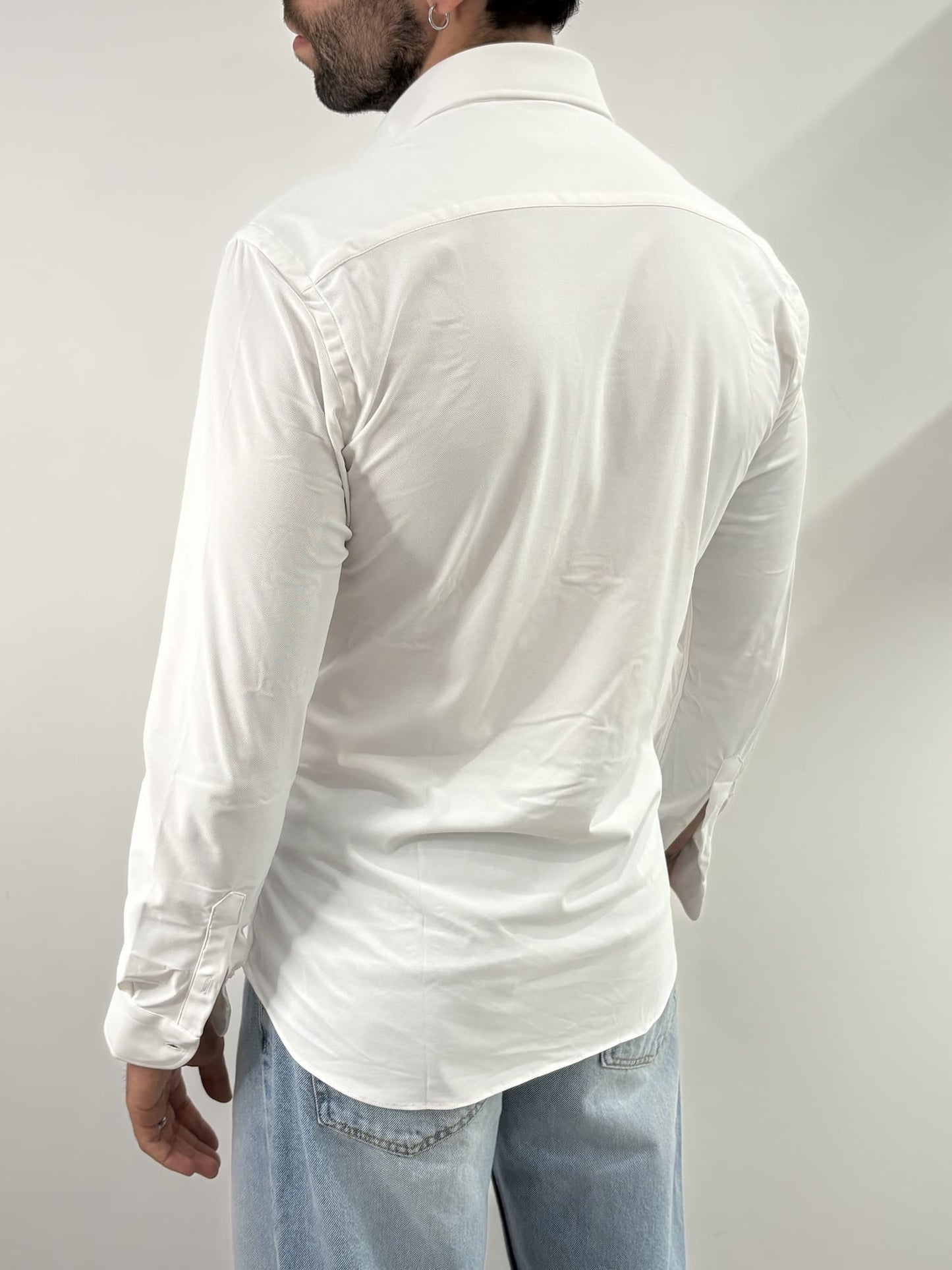 Camicia in tessuto performance no stiro bianco
