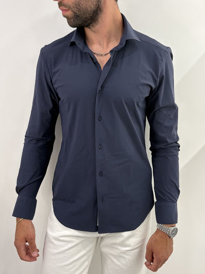 Camicia in tessuto performance no stiro Blu