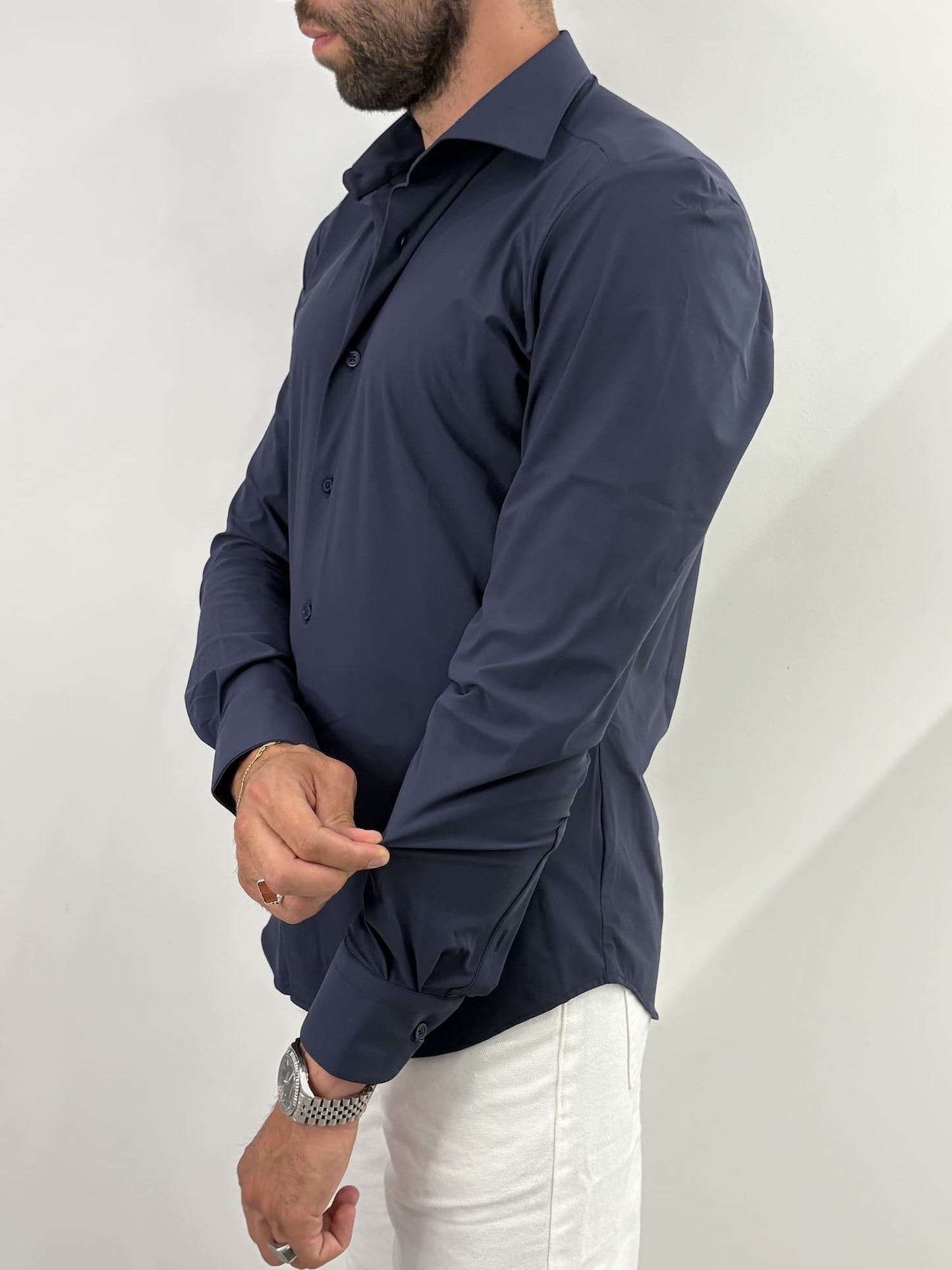 Camicia in tessuto performance no stiro Blu