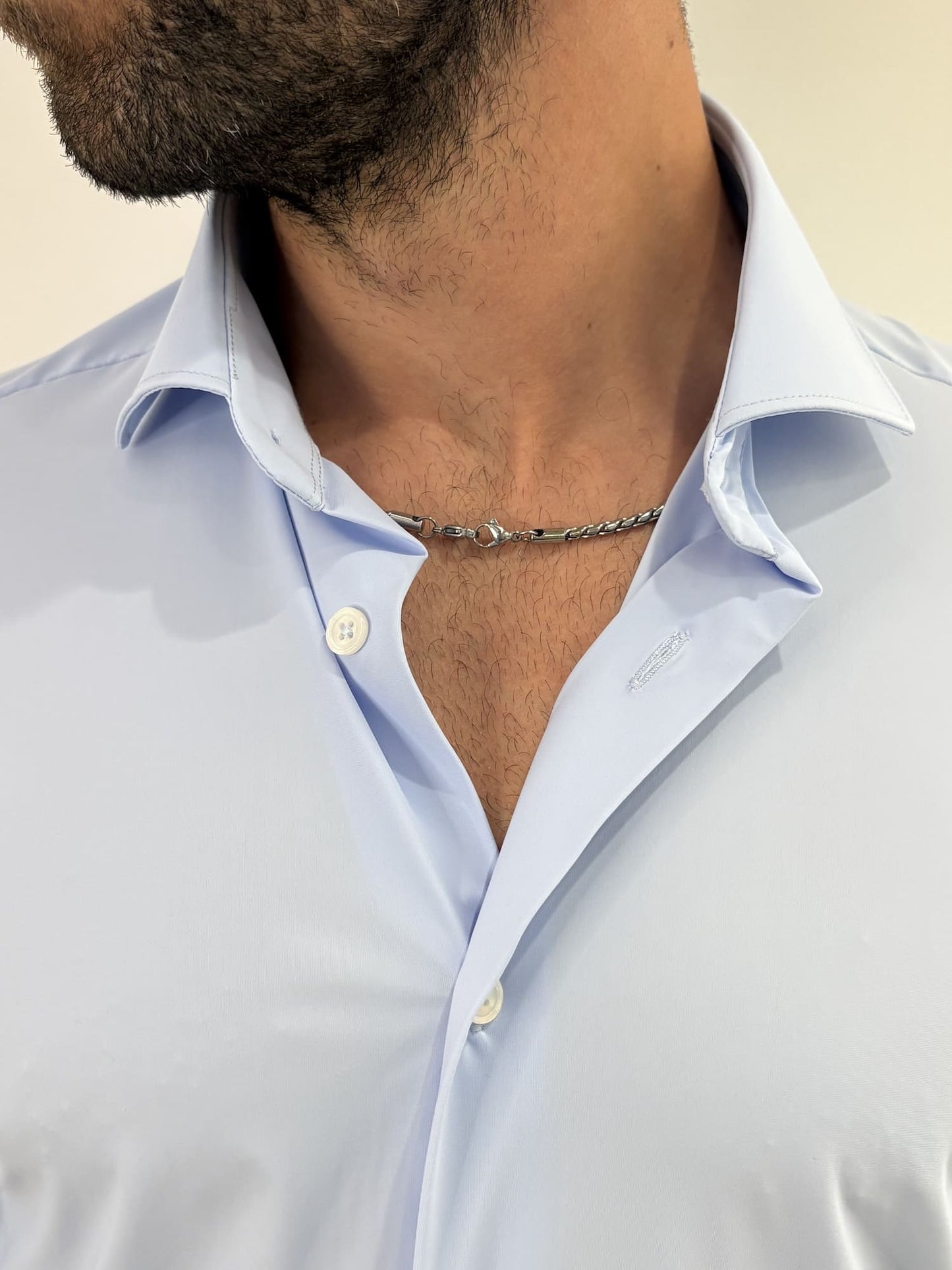 Camicia in tessuto performance no stiro celeste