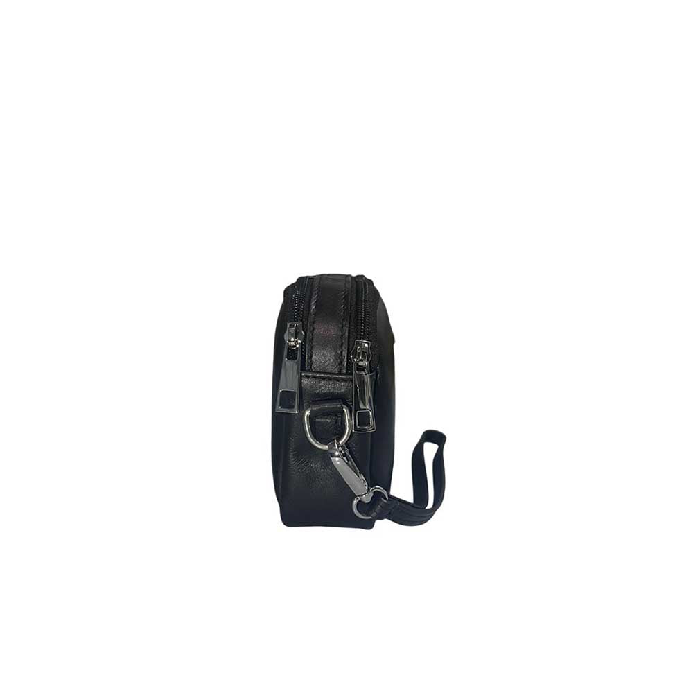 Borsello uomo con doppia zip in pelle