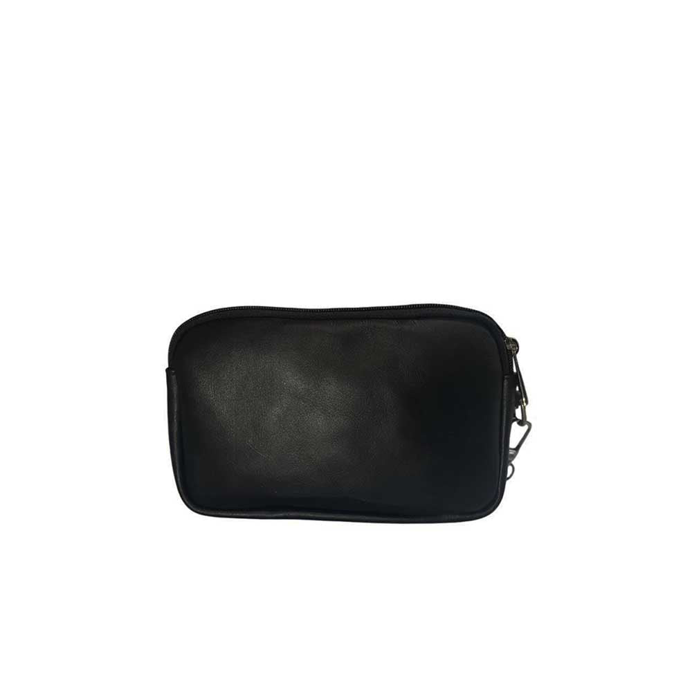 Borsello uomo con doppia zip in pelle