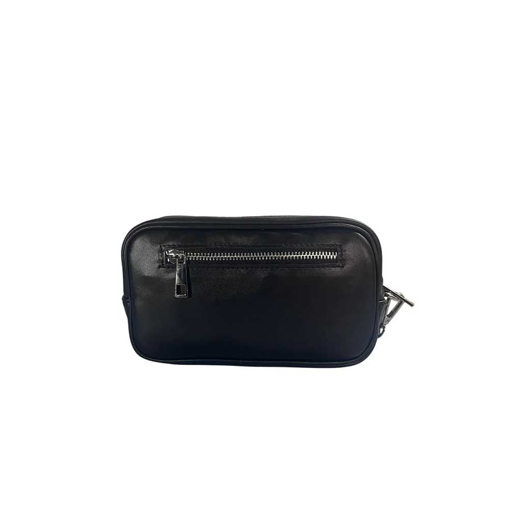 Borsello uomo con zip e tasca laterale in pelle