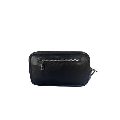 Borsello uomo con zip e tasca laterale in pelle