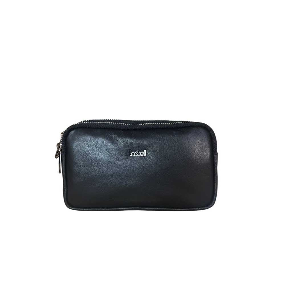 Borsello uomo con tripla zip in pelle