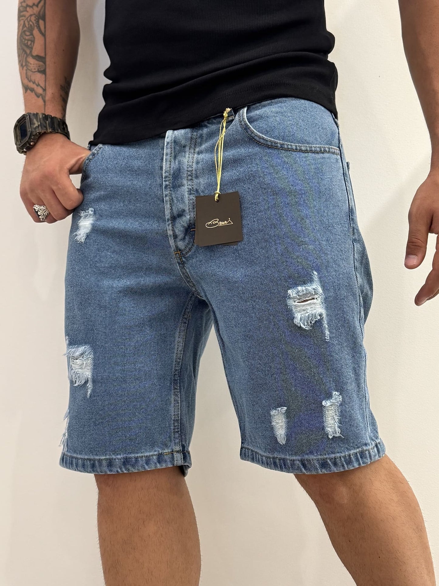 Bermuda jeans con strappi