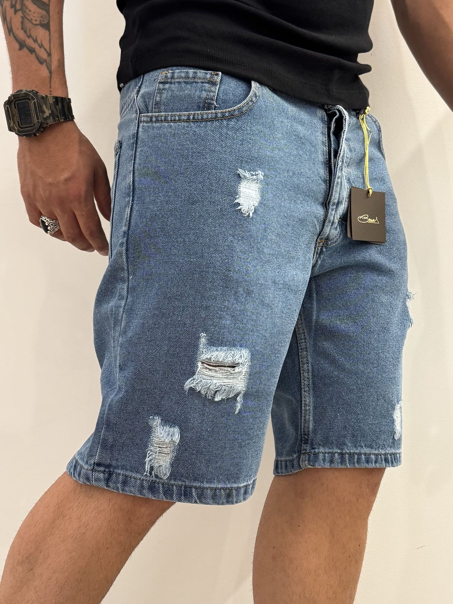 Bermuda jeans con strappi