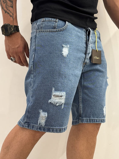 Bermuda jeans con strappi