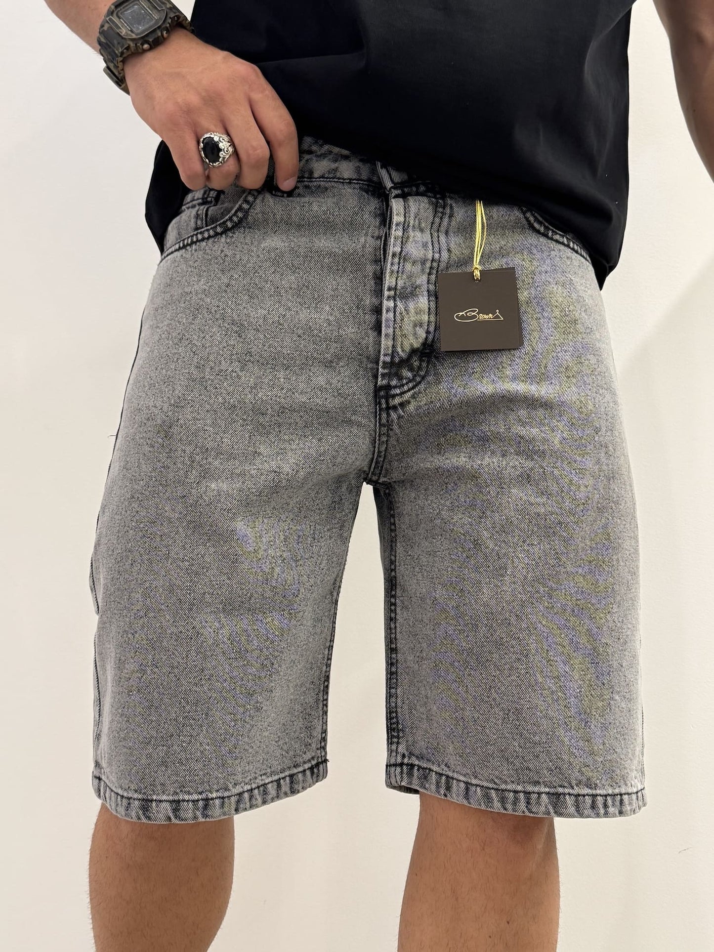 Bermuda in jeans grigio