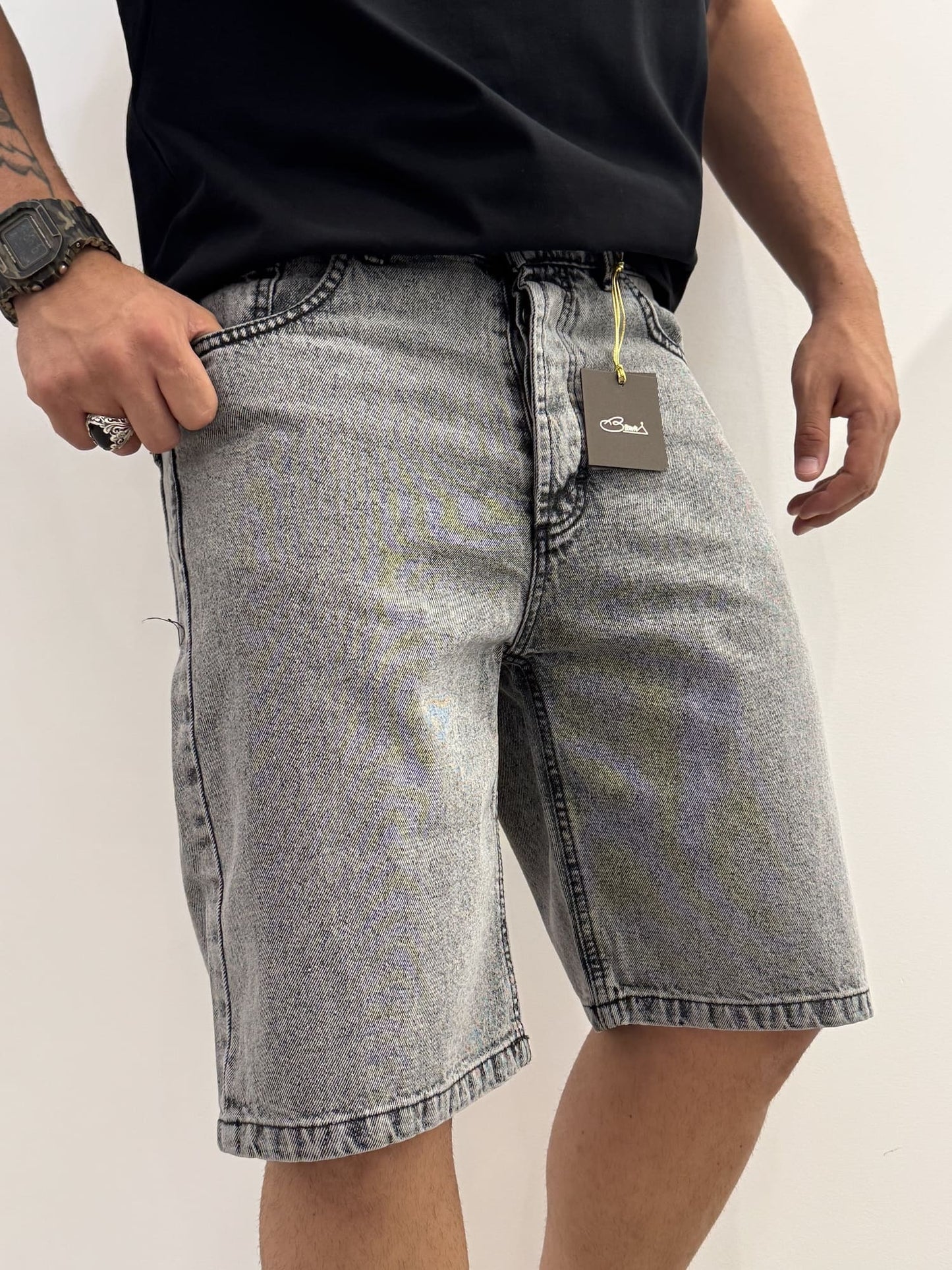 Bermuda in jeans grigio