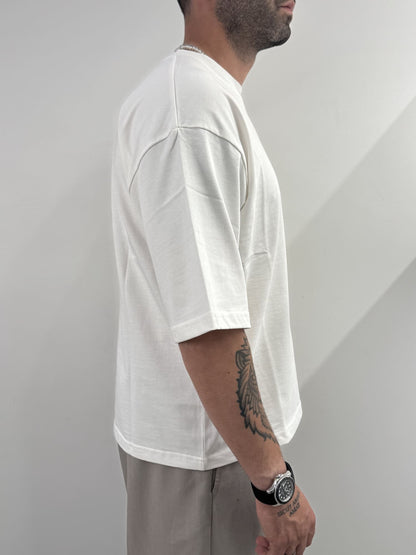 T-shirt basic over panna