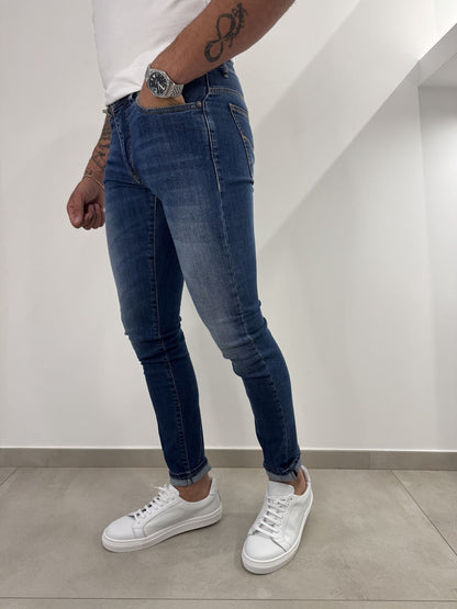 Jeans slim uomo slavato