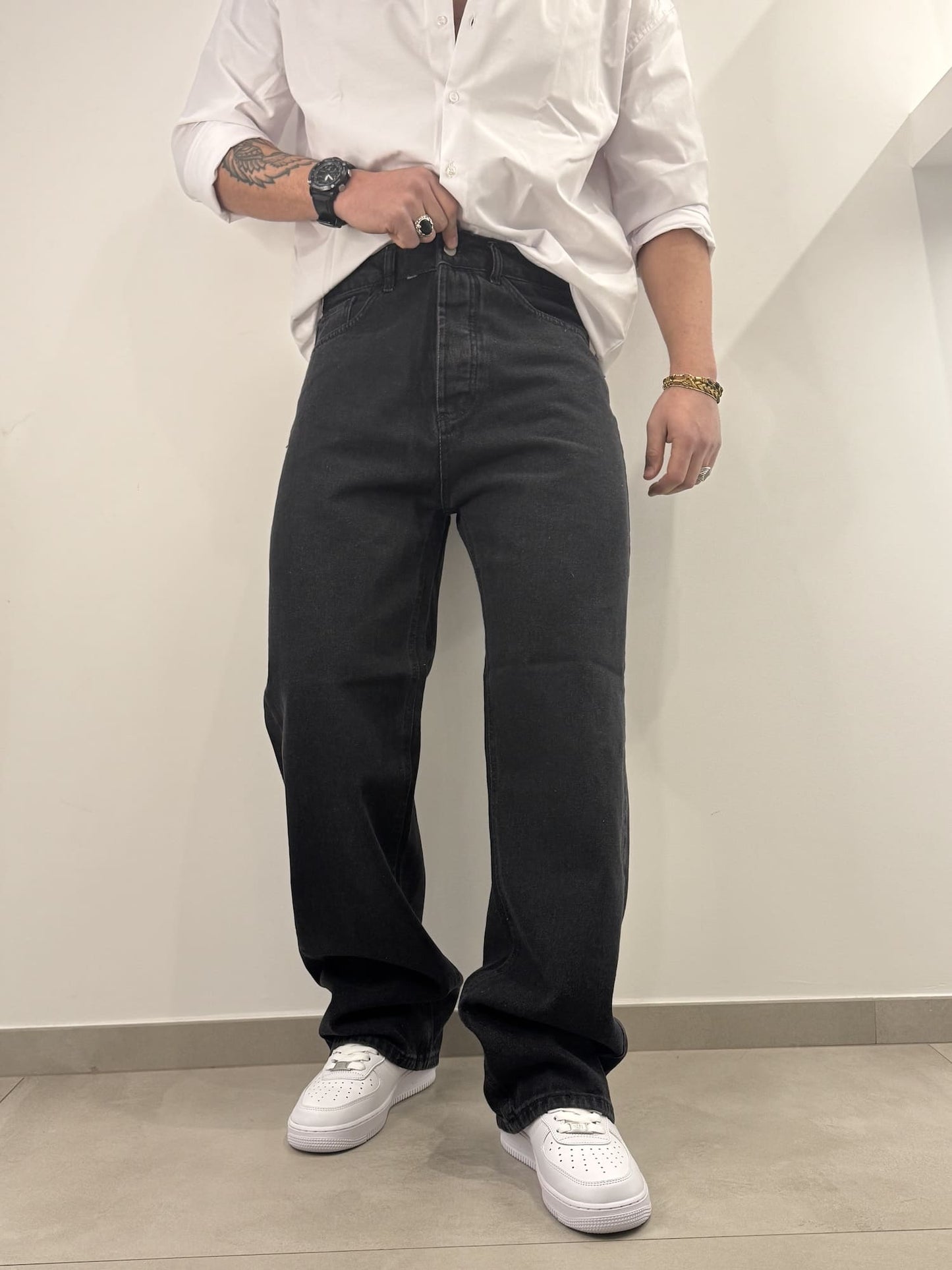 Jeans nero basic baggy