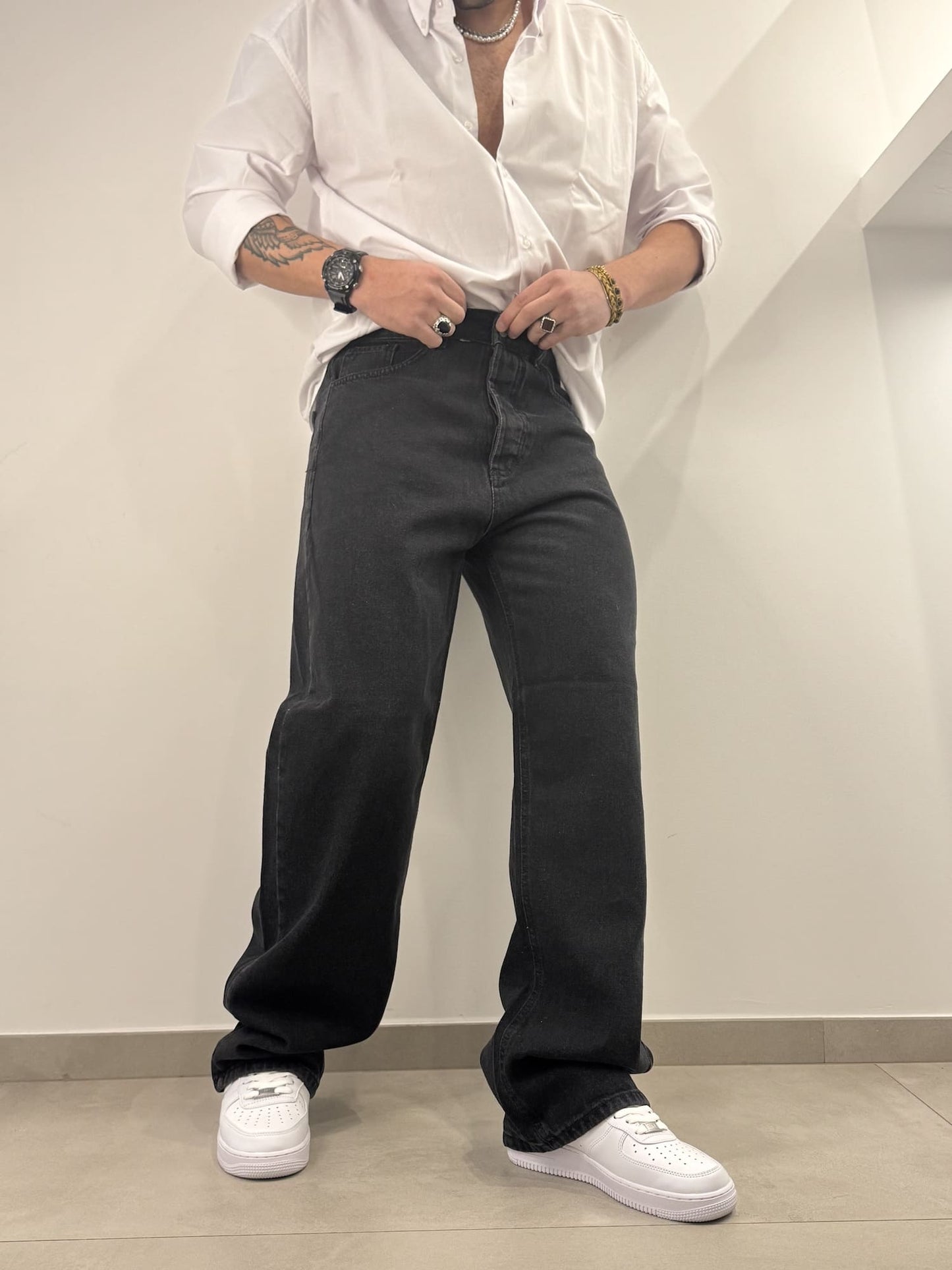 Jeans nero basic baggy