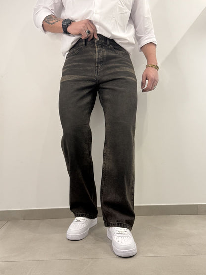 Jeans scuro sabbiato baggy