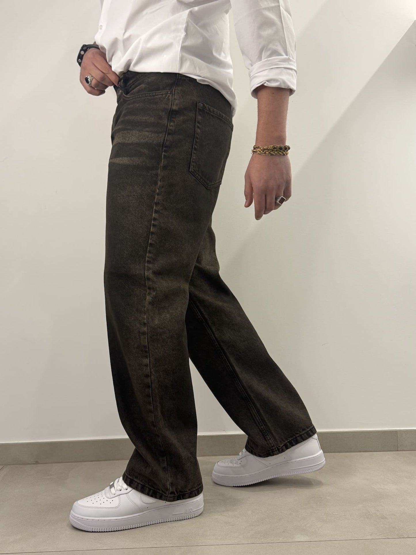 Jeans scuro sabbiato baggy