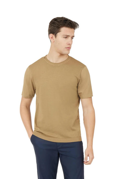 T-shirt in maglia con dettagli taglio vivo Sorbino fango