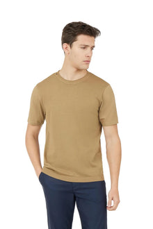 T-shirt in maglia con dettagli taglio vivo Sorbino fango
