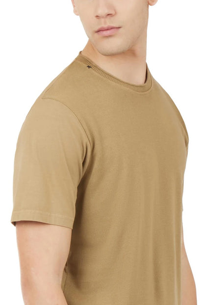 T-shirt in maglia con dettagli taglio vivo Sorbino fango