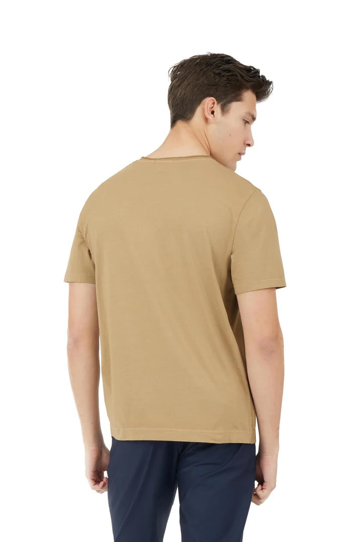 T-shirt in maglia con dettagli taglio vivo Sorbino fango