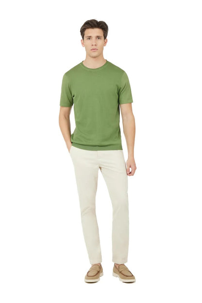 T-shirt in maglia con dettagli taglio vivo Sorbino verde