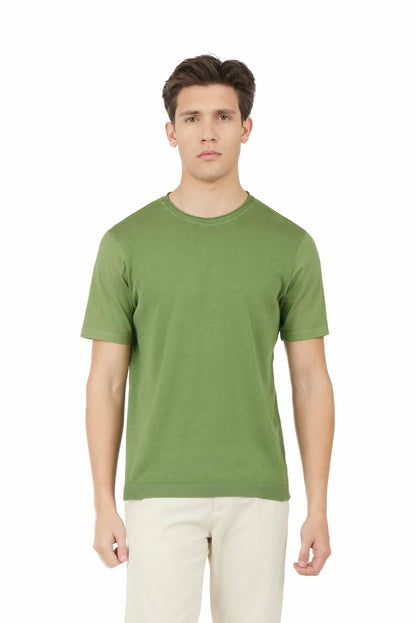 T-shirt in maglia con dettagli taglio vivo Sorbino verde