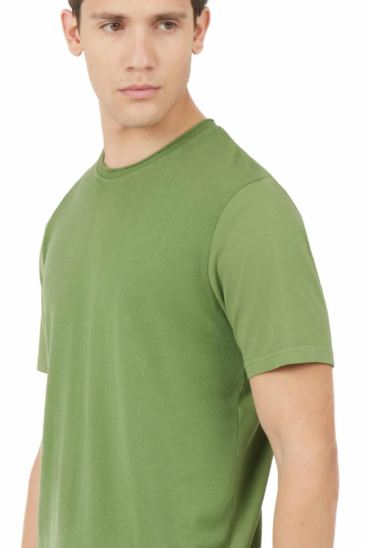 T-shirt in maglia con dettagli taglio vivo Sorbino verde