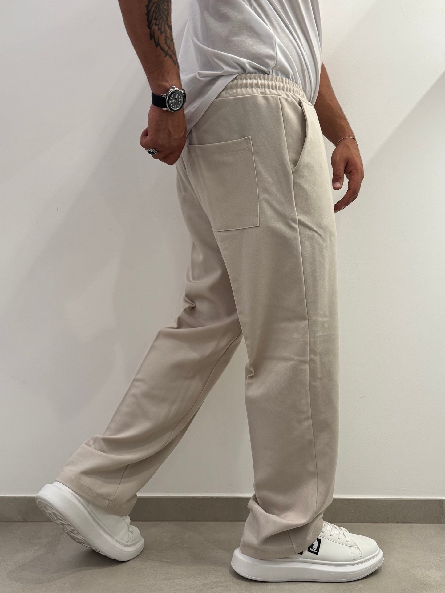 Pantalone uomo con molla in vita
