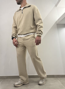 Tuta completa mezza zip beige