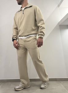 Tuta completa mezza zip beige