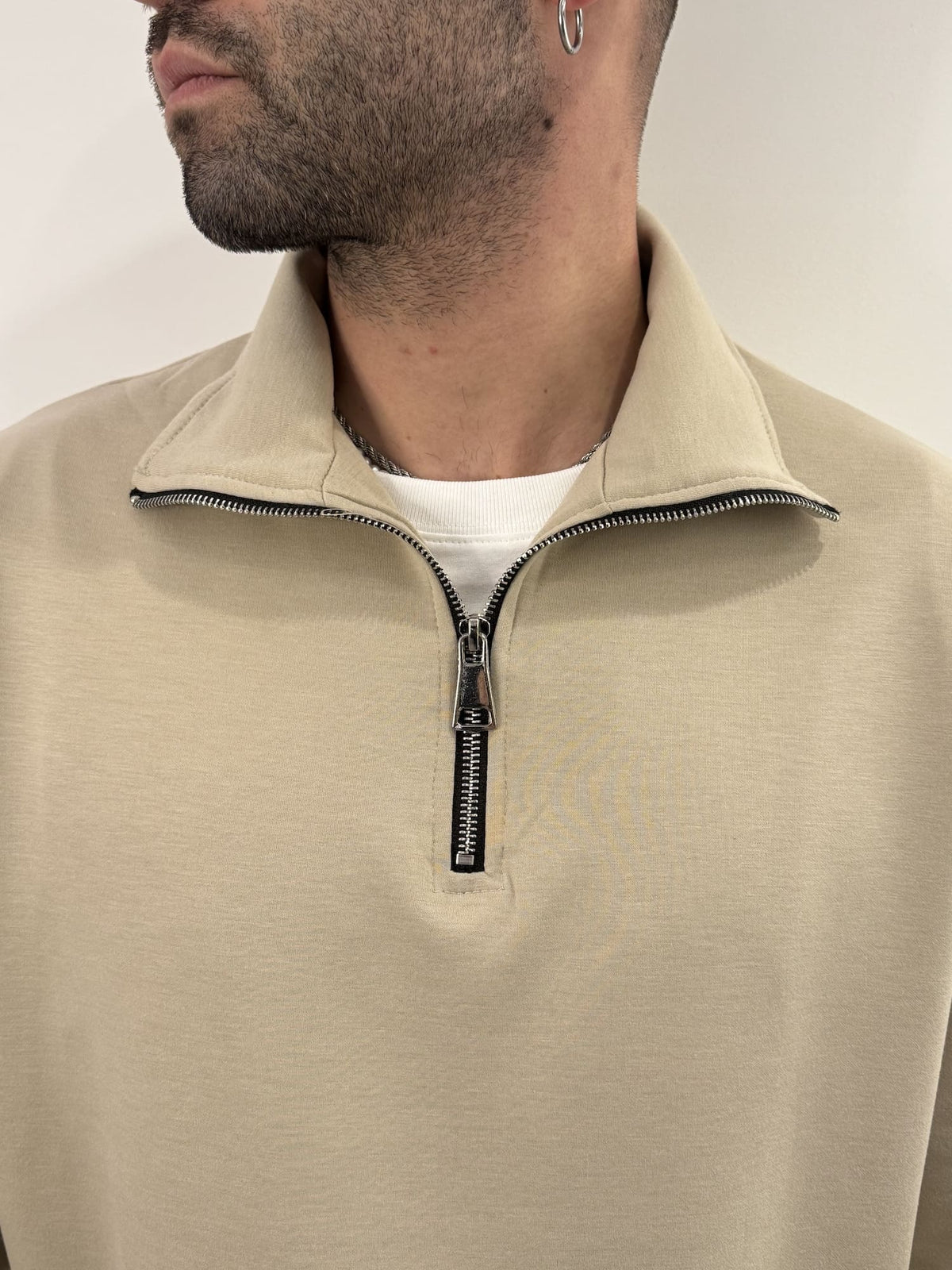 Tuta completa mezza zip beige