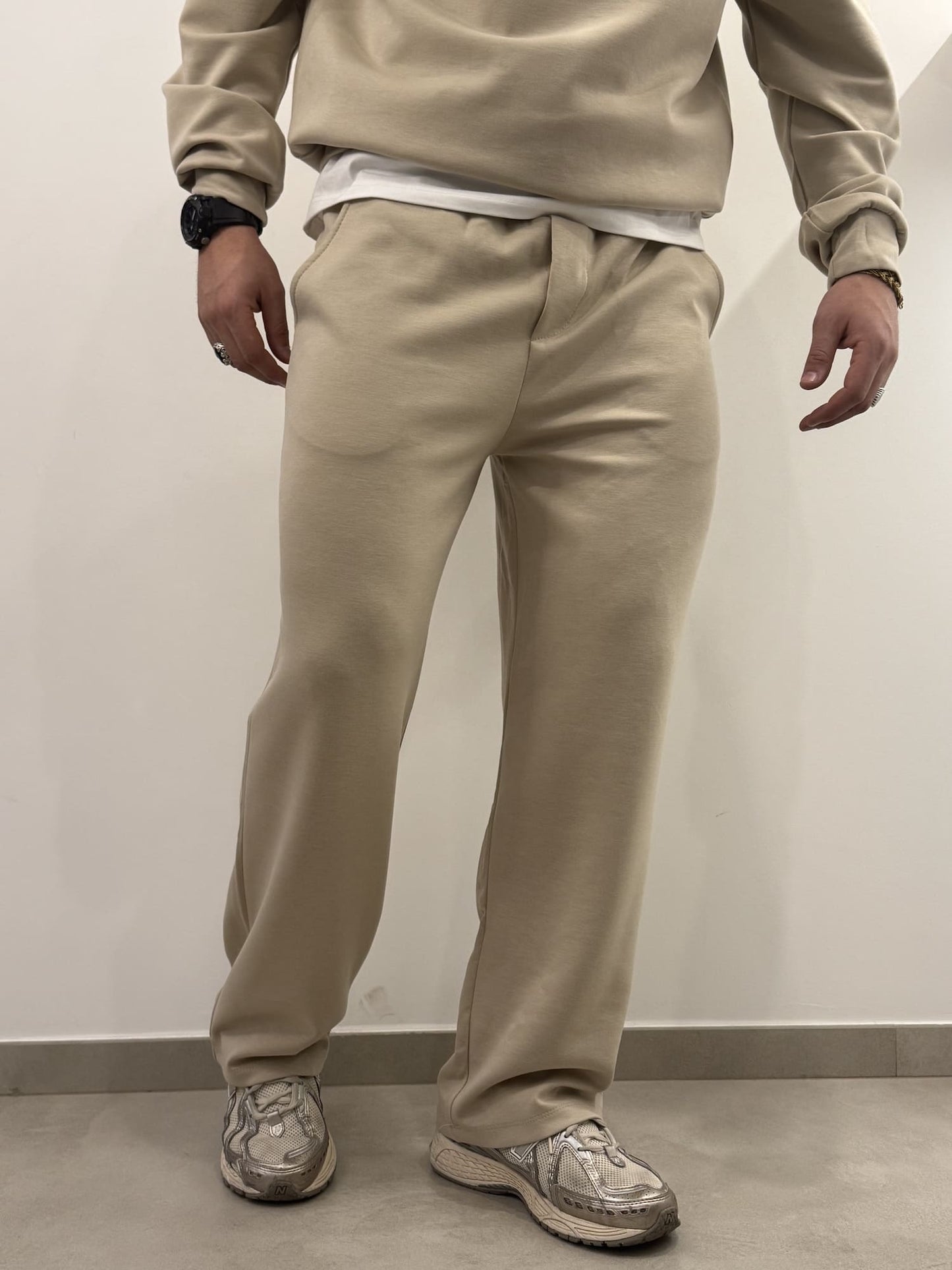 Tuta completa mezza zip beige