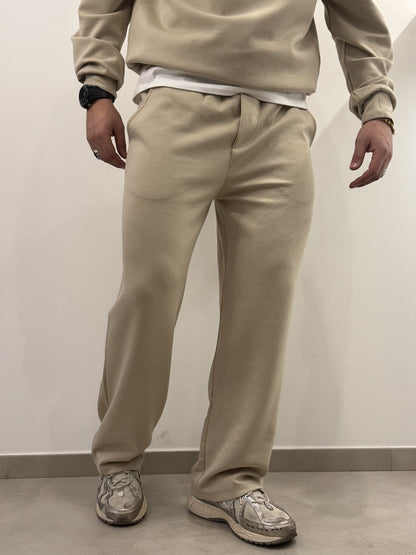 Tuta completa mezza zip beige