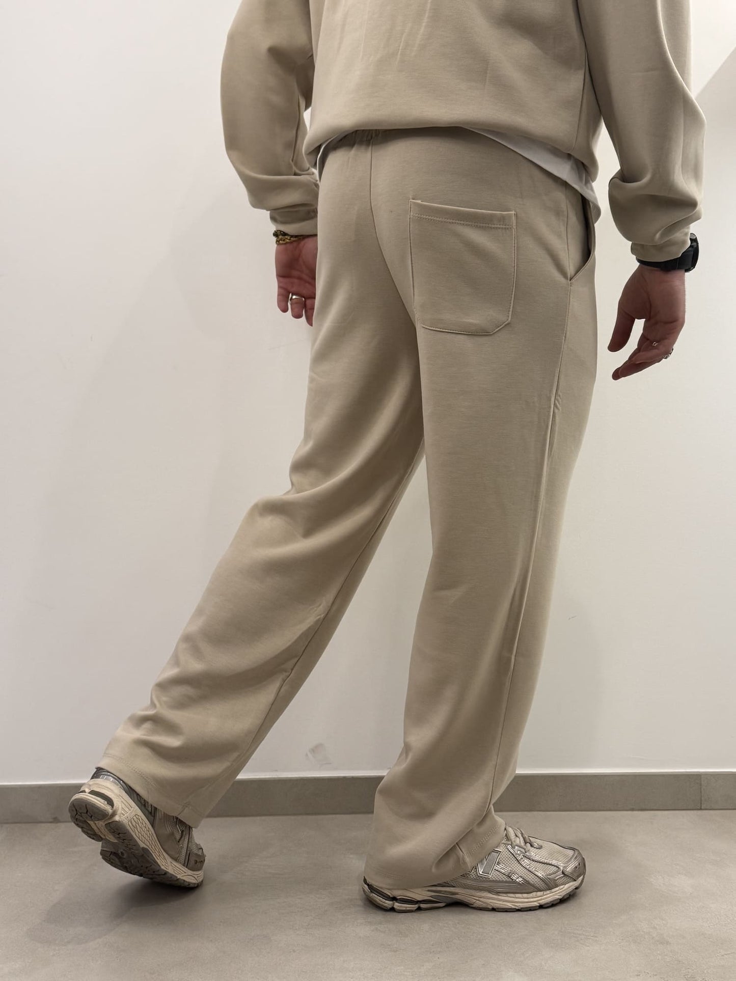 Tuta completa mezza zip beige