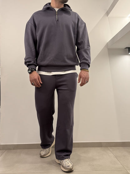 Tuta completa mezza zip grigio ferro