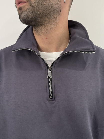 Tuta completa mezza zip grigio ferro