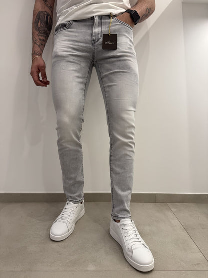 Jeans skinny grigio slavato