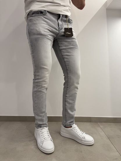 Jeans skinny grigio slavato
