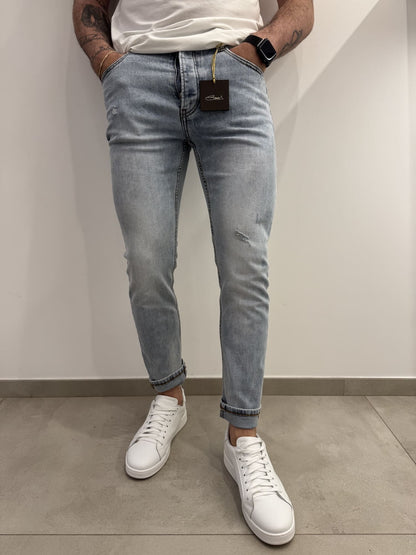 Jeans skinny chiaro graffiato